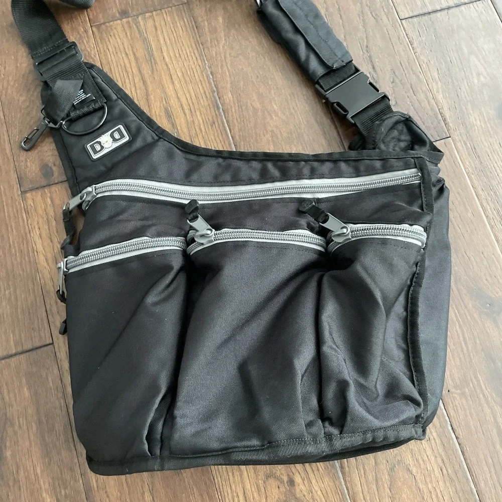 Diaper Dude Dad Diaper Bag Black Grey Heavy‎ Duty Multi Pocket Bag -